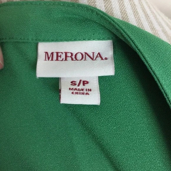 MERONA Dress Green High Low Midi w/ Tie Belt SMALL - Picture 6 of 7